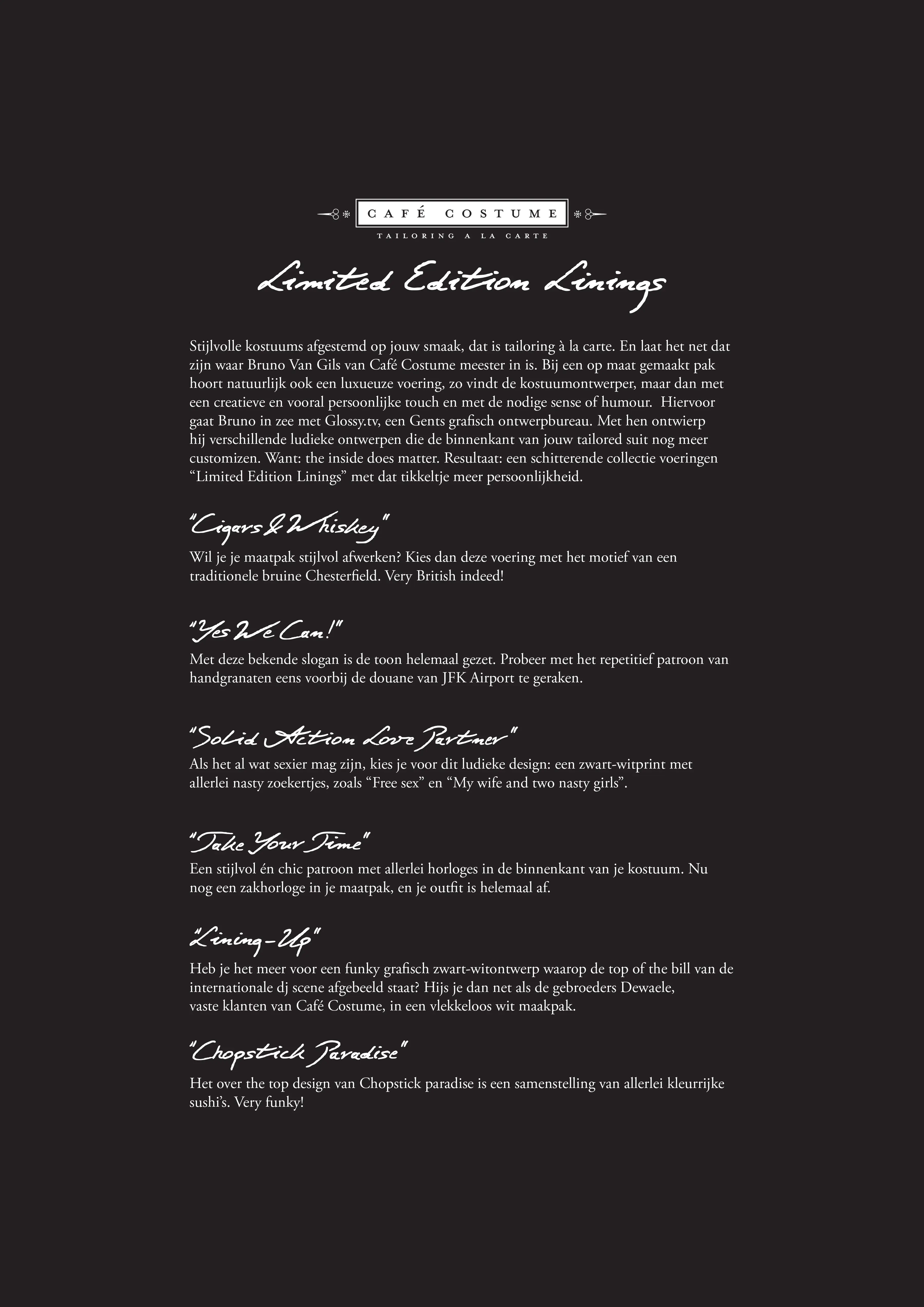 Café Costume, case visual